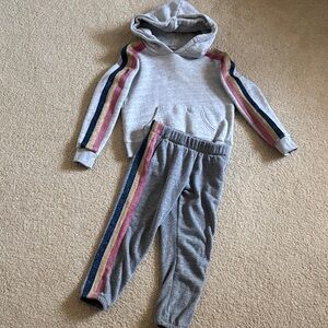 SPIRITUAL GANGSTER Gray Kids Hoodie and Jogger Set with Rainbow Stripes